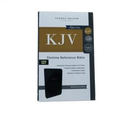 KJV, Thinline Reference Bible, Bonded Leather, Black, Indexed, Red -Books-Bible 100 0183 1