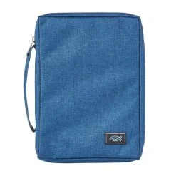 BC: Poly-canvas Blue Large Bible Cover With Fish Badge