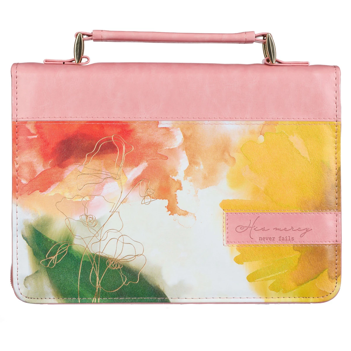 BC: Pastel Meadow Pink Watercolor Faux Leather Large 3 BC: Pastel Meadow Pink Watercolor Faux Leather Large
