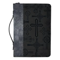 BC: Cross Design Midnight Black And Silver Tone X-Large