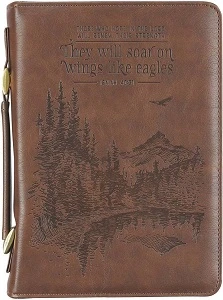 BC: On Wings Like Eagles Brown Faux Leather Classic Large – Isaiah 40:31