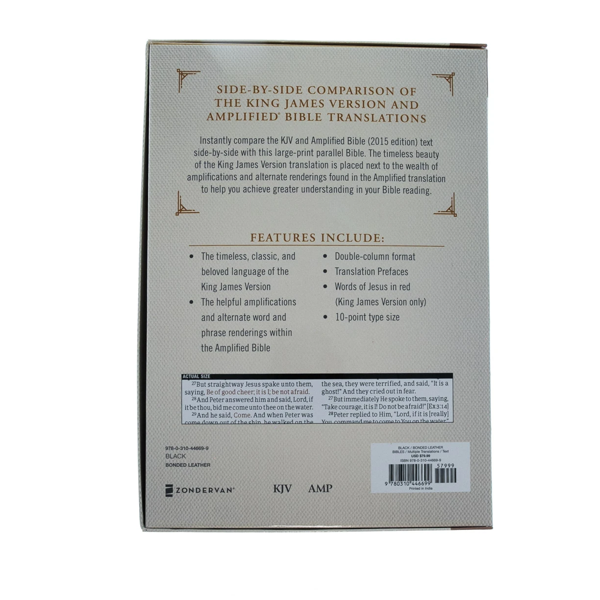 KJV, Amplified, Parallel Bible, Large Print, Bonded Leather, Black 8 KJV, Amplified, Parallel Bible, Large Print, Bonded Leather, Black - Image 6