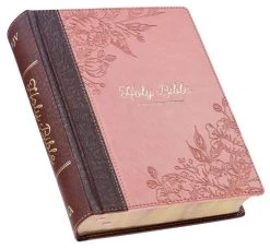 KJV Notetaking Bible Twotone Pink/Brown Floral Faux Leathe -Books-Bible 206 0841 2