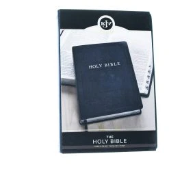 KJV Blue Faux Leather Large Print Thinline Bible With Thumb Index -Books-Bible 206 0858 1
