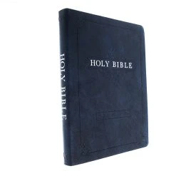 KJV Blue Faux Leather Large Print Thinline Bible With Thumb Index -Books-Bible 206 0858 2