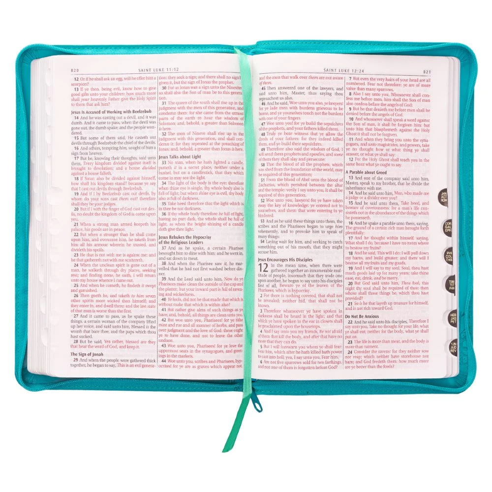 KJV Turquoise Faux Leather Deluxe Gift Bible W/ Thumb Index 6 KJV Turquoise Faux Leather Deluxe Gift Bible W/ Thumb Index - Image 4