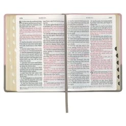 KJV Pink And Gray Faux Leather Super Giant Print Full-size Bible W/ Thumb Index -Books-Bible 206 0992 2