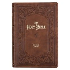KJV Art Nouveau Framed Saddle Tan Faux Leather Bible – Thumb Index