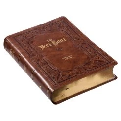 KJV Art Nouveau Framed Saddle Tan Faux Leather Bible – Thumb Index -Books-Bible 206 1004 3