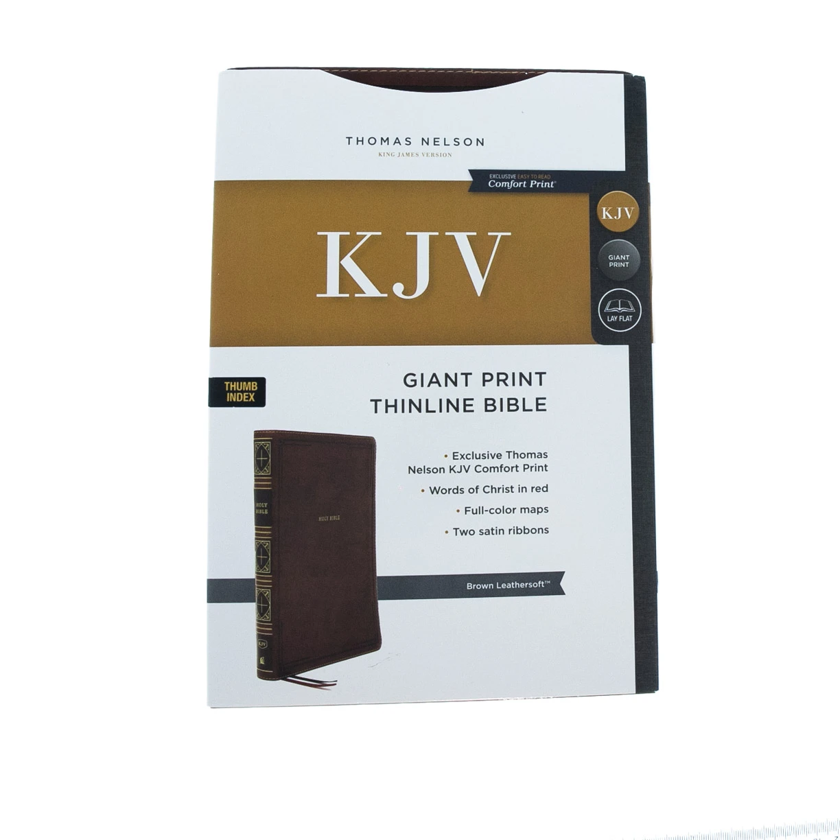 KJV Giant-Print Thinline Bible, Comfort Print -Leather-look, Brown Indexed 4 KJV Giant-Print Thinline Bible, Comfort Print -Leather-look, Brown Indexed - Image 2