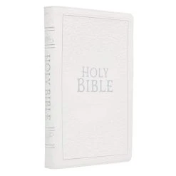 KJV Bible White Faux Leather Large Print Thinline Thumb Index