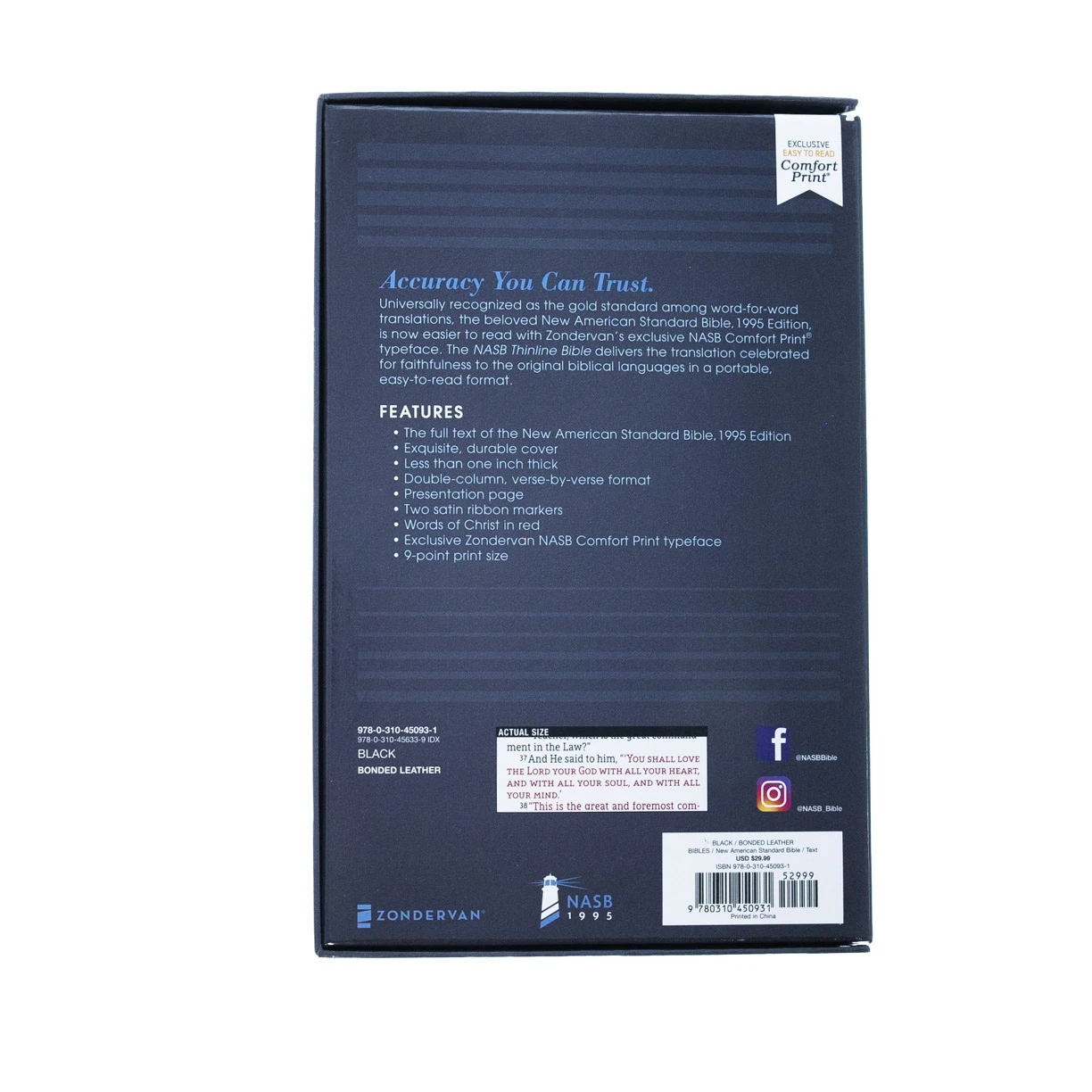 NASB, Thinline Bible, Bonded Leather, Black, Red Letter Edition 7 NASB, Thinline Bible, Bonded Leather, Black, Red Letter Edition - Image 5