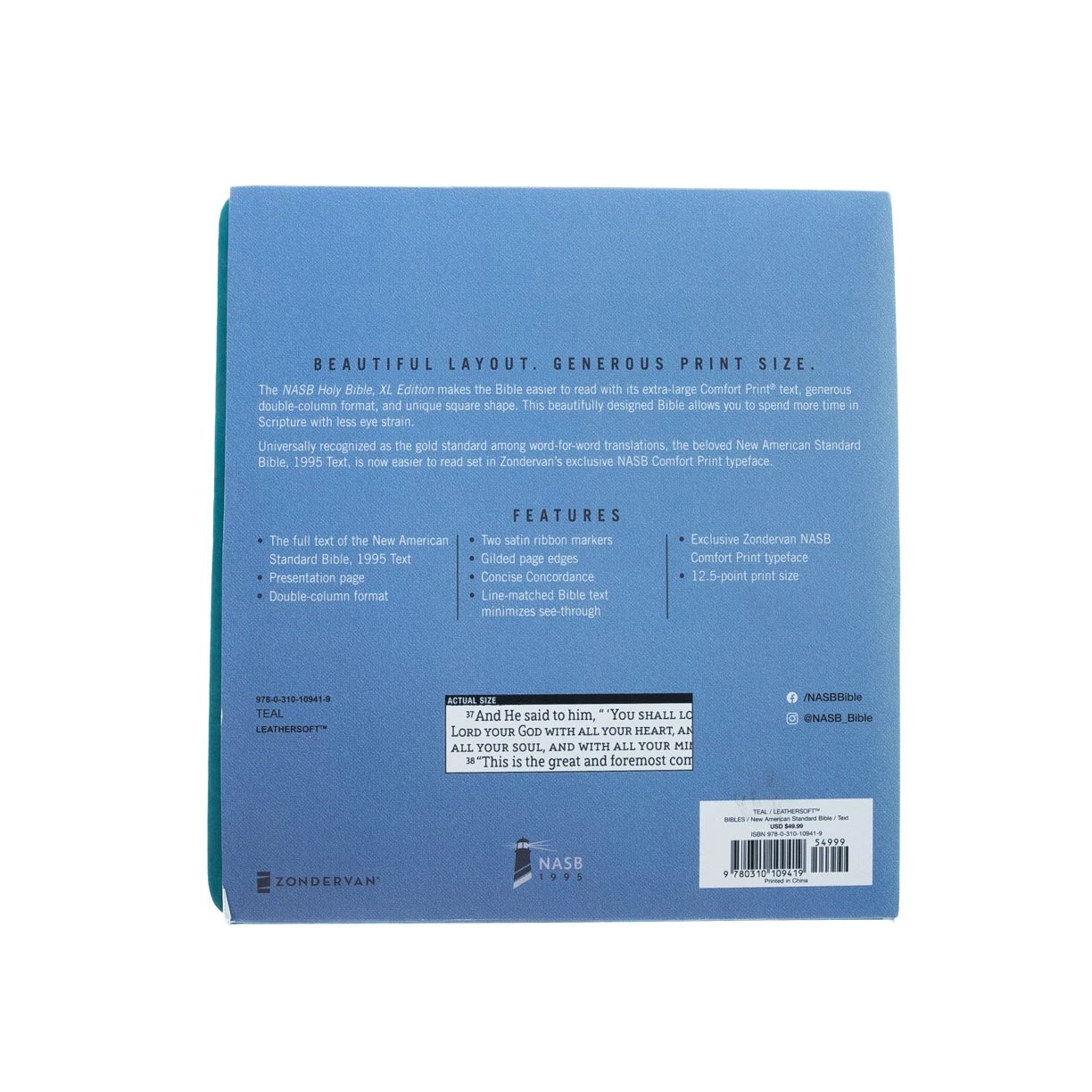 NASB 1995 XL Bible, Comfort Print–Soft Leather-look, Teal 7 NASB 1995 XL Bible, Comfort Print–Soft Leather-look, Teal - Image 5