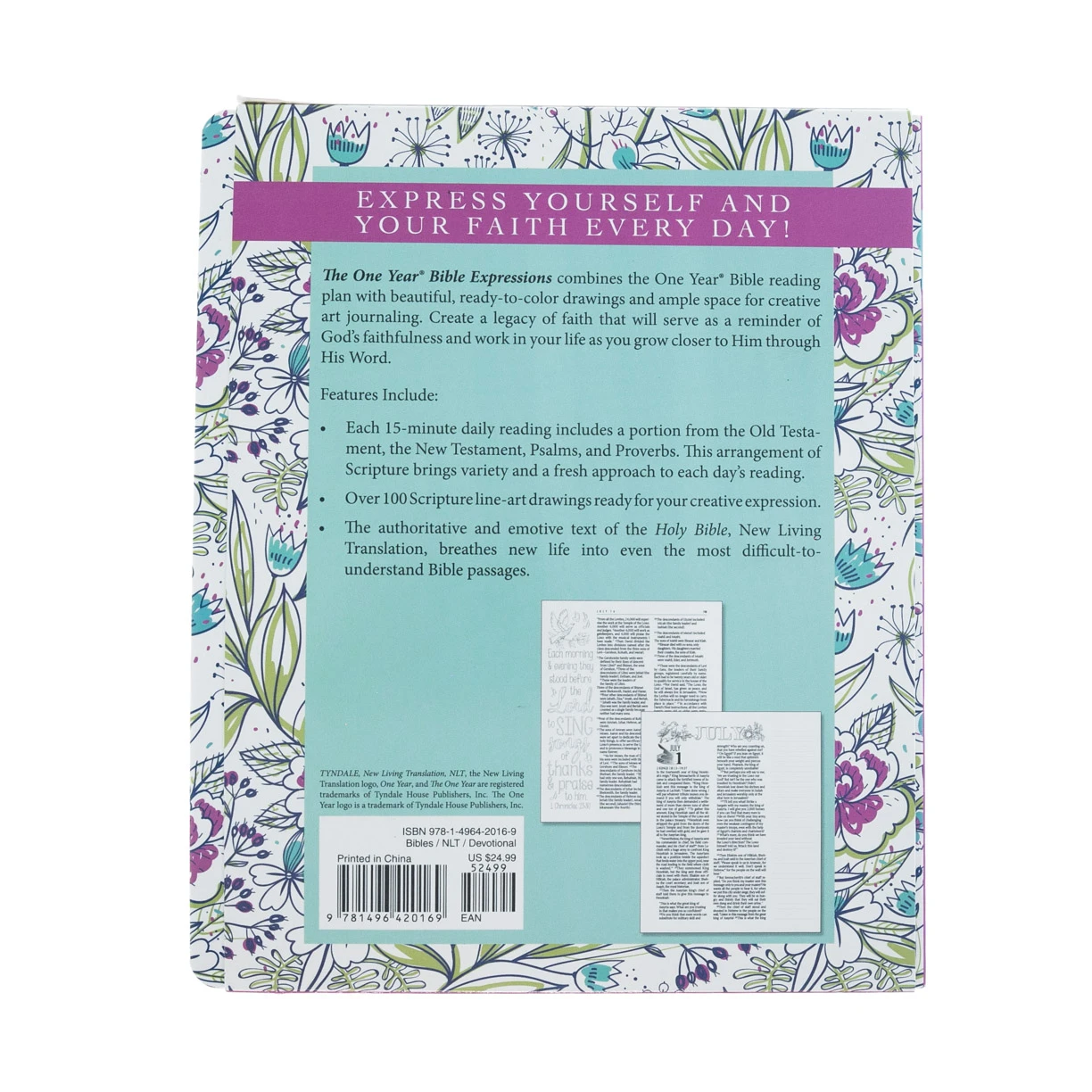 NLT2 One Year Creative Expressions Bible-Deluxe Floral Softcover 6 NLT2 One Year Creative Expressions Bible-Deluxe Floral Softcover - Image 4