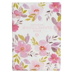 NLT Pink Floral Faux Leather Spiritual Growth Bible