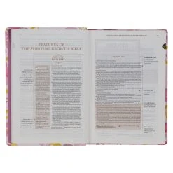 NLT Pink Floral Faux Leather Spiritual Growth Bible -Books-Bible 212 0203 2