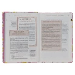 NLT Pink Floral Faux Leather Spiritual Growth Bible -Books-Bible 212 0203 3