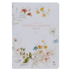NLT Cream-colored Floral Faux Leather Spiritual Growth Bible