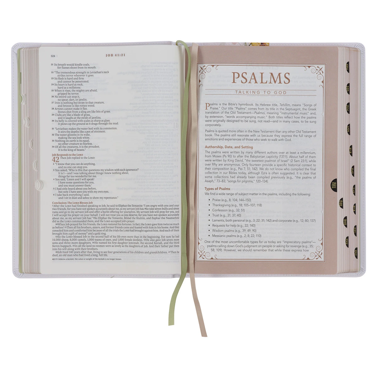 NLT Cream-colored Floral Faux Leather Spiritual Growth Bible 7 NLT Cream-colored Floral Faux Leather Spiritual Growth Bible - Image 5
