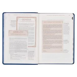 NLT Navy Blue Faux Leather Spiritual Growth Bible -Books-Bible 212 0205 3