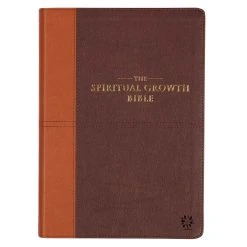 NLT Two-tone Espresso And Toffee Brown Faux Leather Spiritual Growth Bible