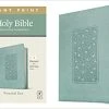 NLT Personal Size Giant Print Bible LeatherLike, Floral Frame Teal -Books-Bible 212 1165 0