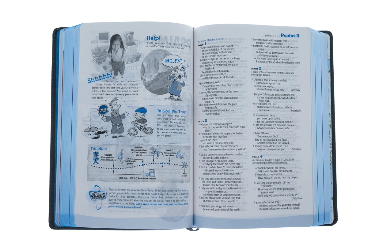 NLT Hands-On Bible Leatherlike, Dark Gray/Blue Cross 6 NLT Hands-On Bible Leatherlike, Dark Gray/Blue Cross - Image 4